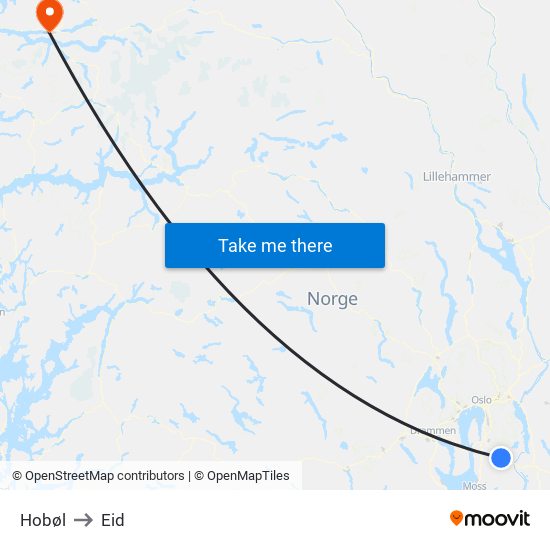 Hobøl to Eid map