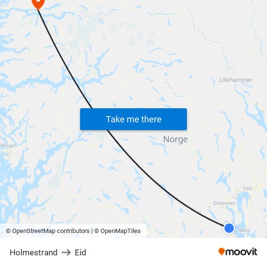 Holmestrand to Eid map