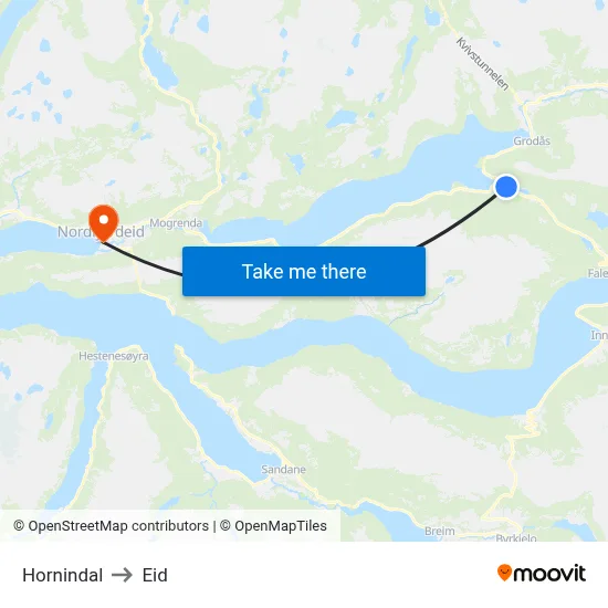 Hornindal to Eid map