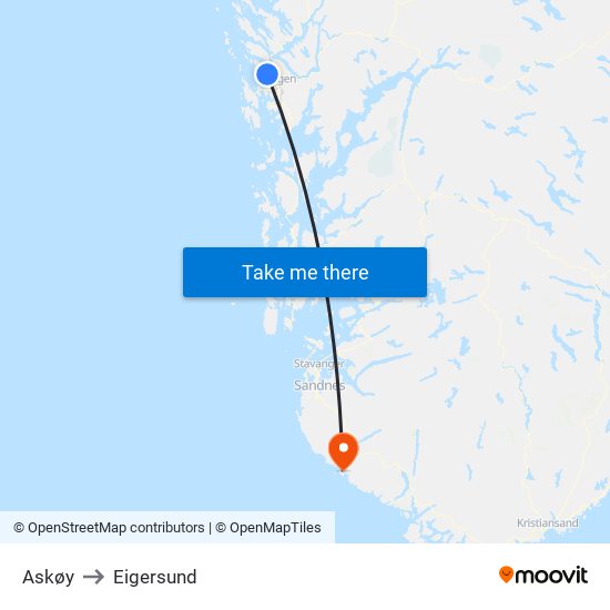 Askøy to Eigersund map