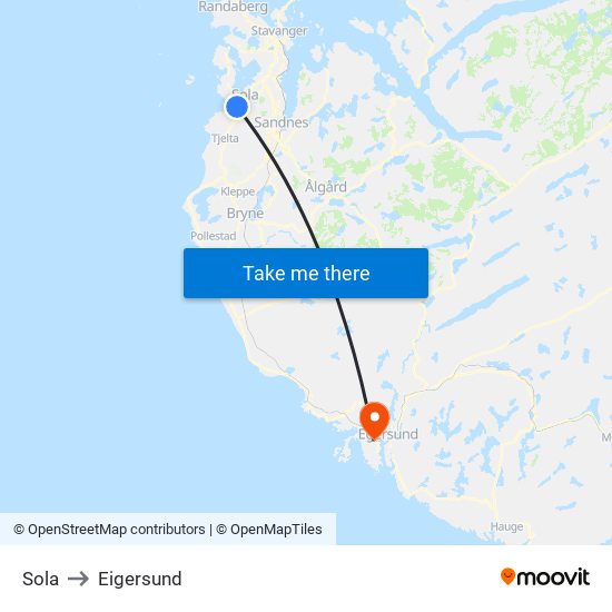 Sola to Eigersund map