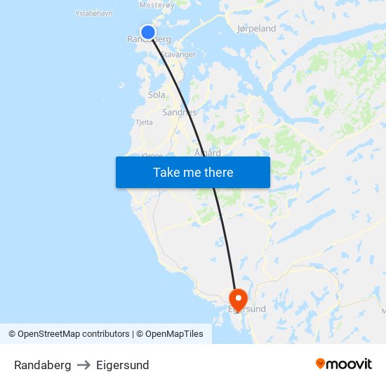 Randaberg to Eigersund map