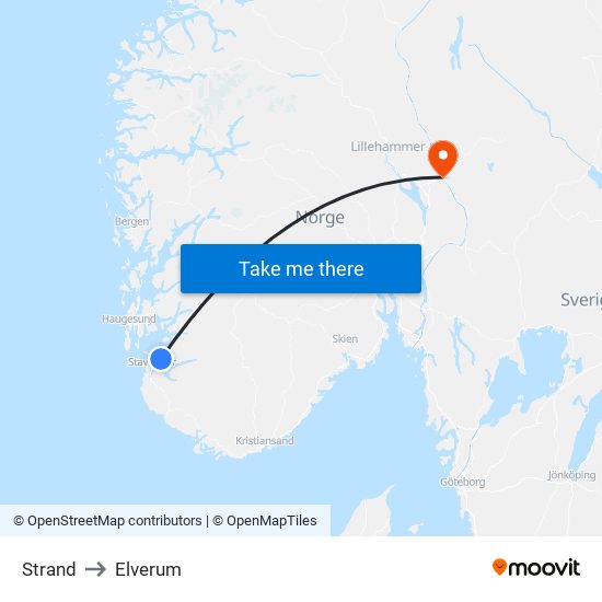 Strand to Elverum map