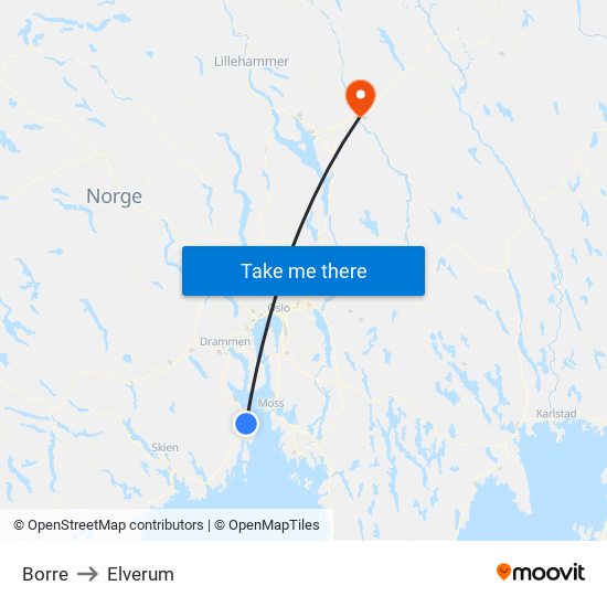 Borre to Elverum map