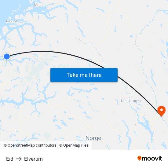 Eid to Elverum map