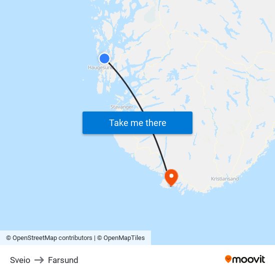 Sveio to Farsund map