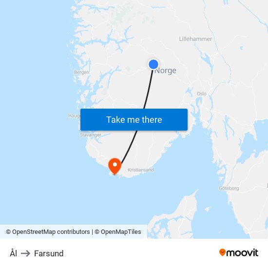 Ål to Farsund map