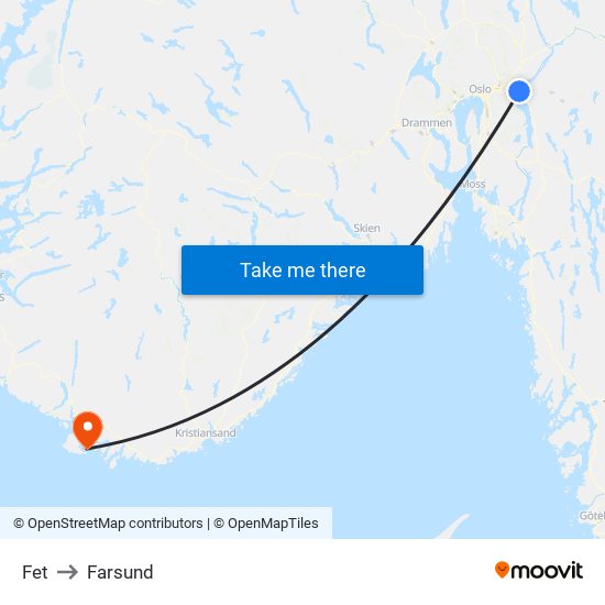 Fet to Farsund map