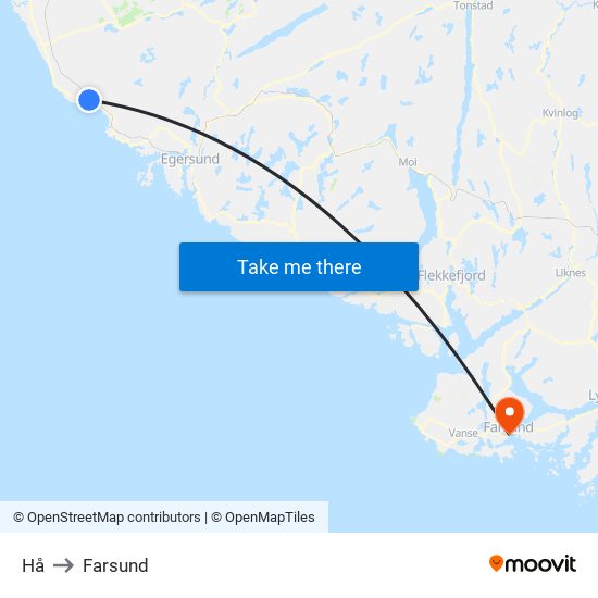 Hå to Farsund map