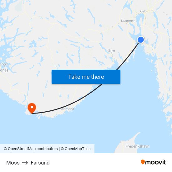 Moss to Farsund map