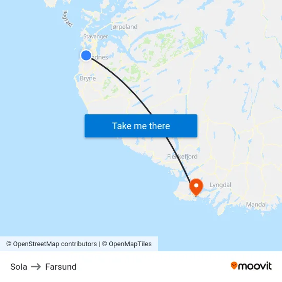 Sola to Farsund map