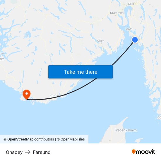 Onsoey to Farsund map