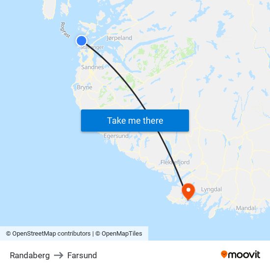 Randaberg to Farsund map