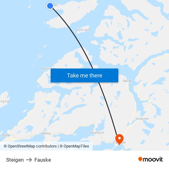 Steigen to Fauske map