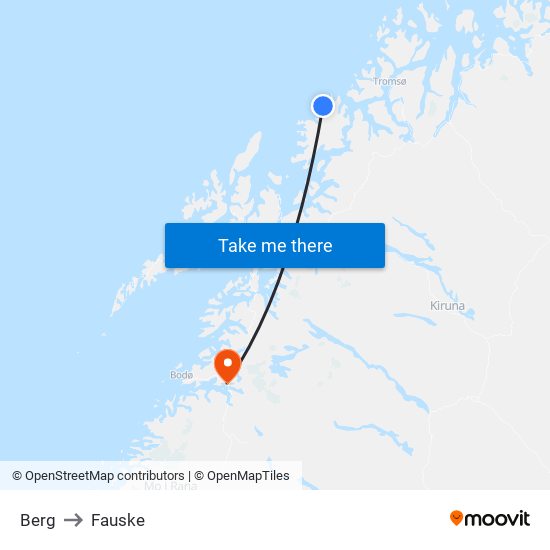 Berg to Fauske map