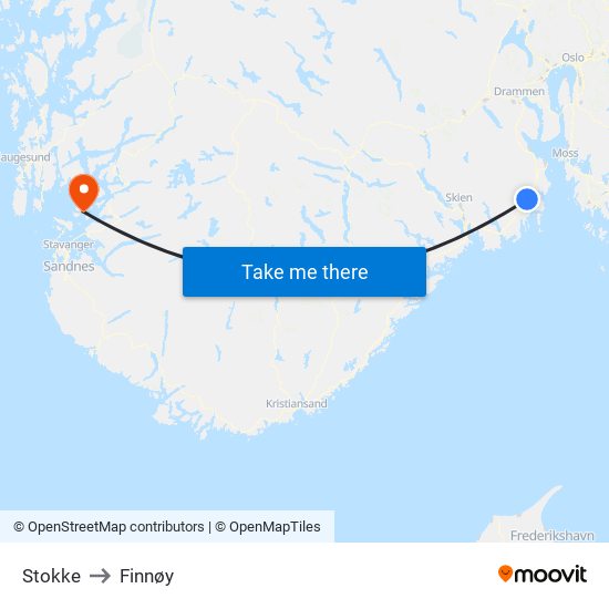 Stokke to Finnøy map