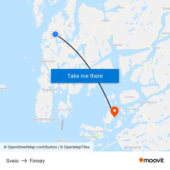 Sveio to Finnøy map