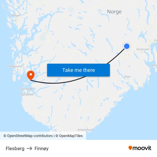 Flesberg to Finnøy map