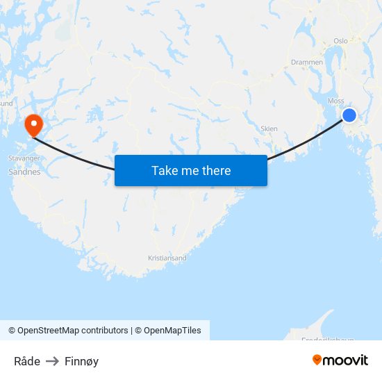 Råde to Finnøy map