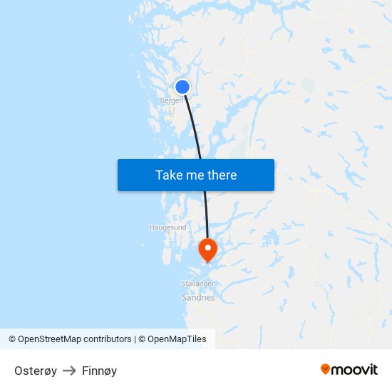 Osterøy to Finnøy map