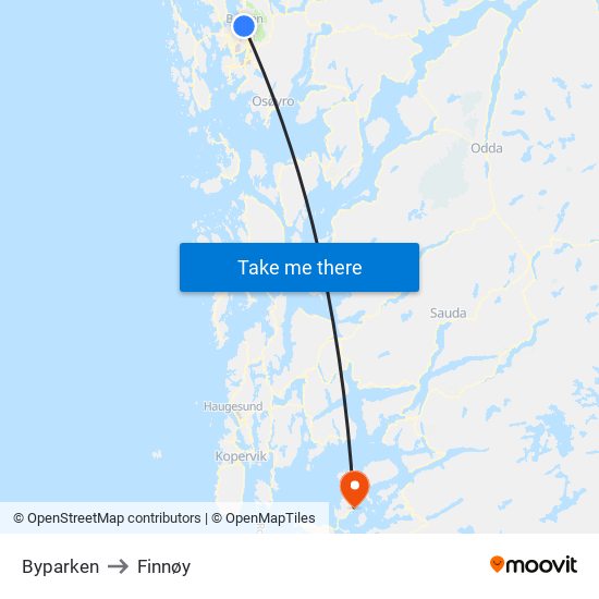 Byparken to Finnøy map