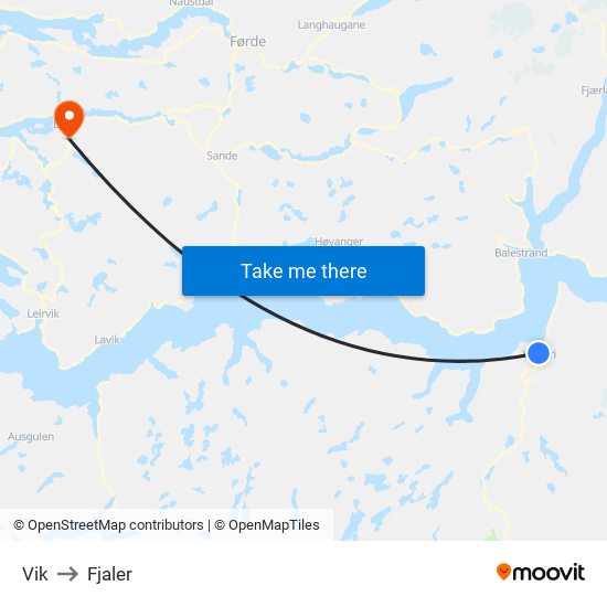 Vik to Fjaler map