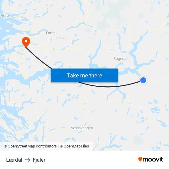 Lærdal to Fjaler map