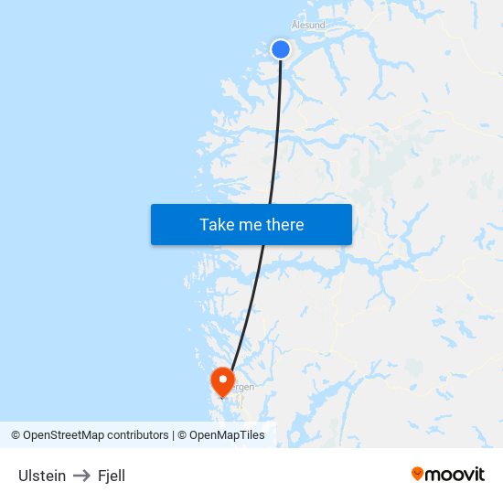 Ulstein to Fjell map