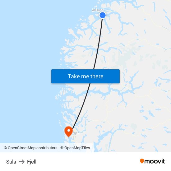 Sula to Fjell map