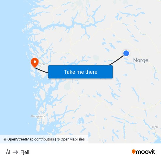 Ål to Fjell map