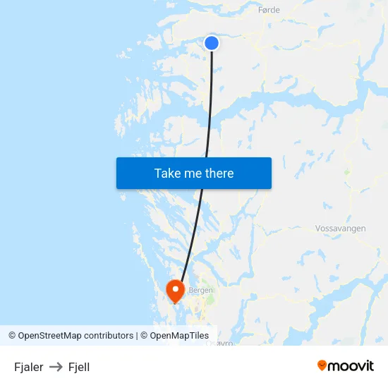 Fjaler to Fjell map