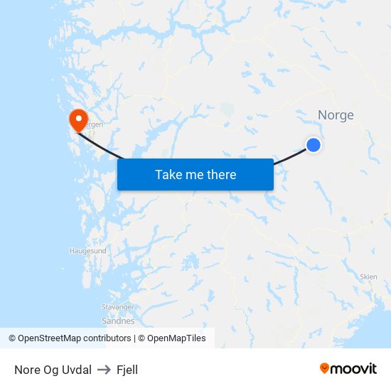 Nore Og Uvdal to Fjell map