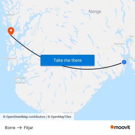 Borre to Fitjar map