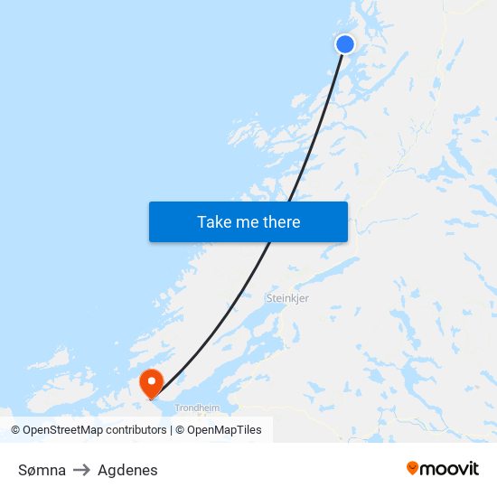 Sømna to Agdenes map