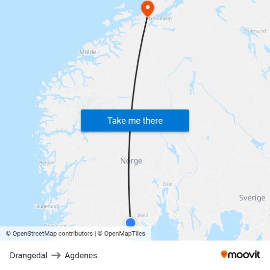 Drangedal to Agdenes map