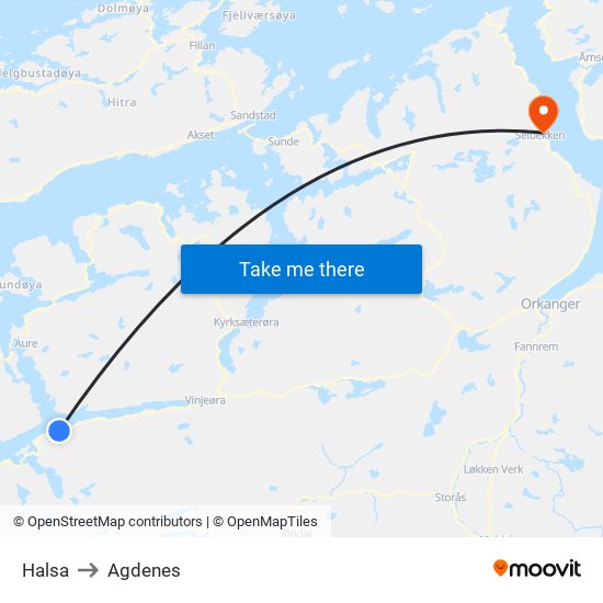 Halsa to Agdenes map