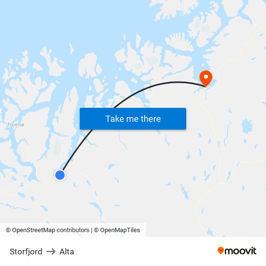 Storfjord to Alta map