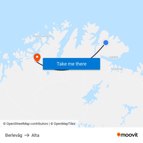 Berlevåg to Alta map