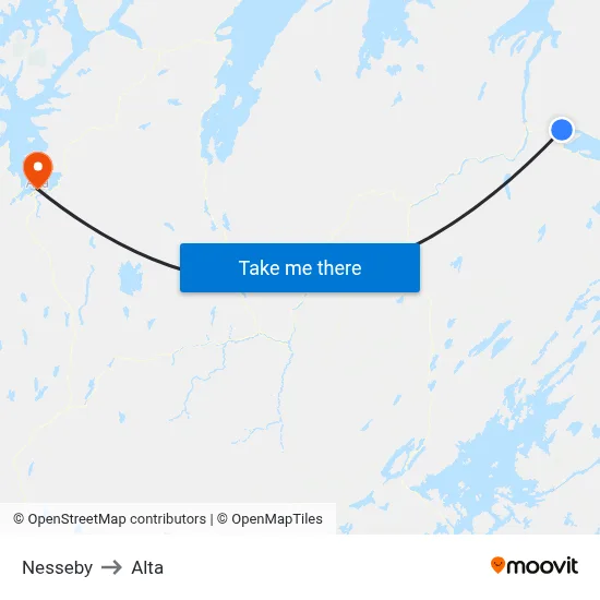 Nesseby to Alta map