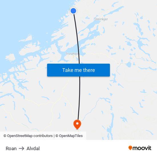 Roan to Alvdal map