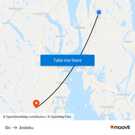 Ski to Andebu map