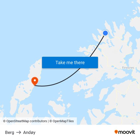 Berg to Andøy map