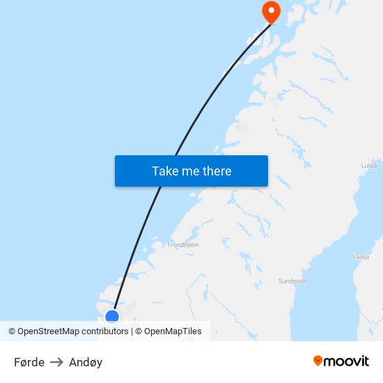 Førde to Andøy map