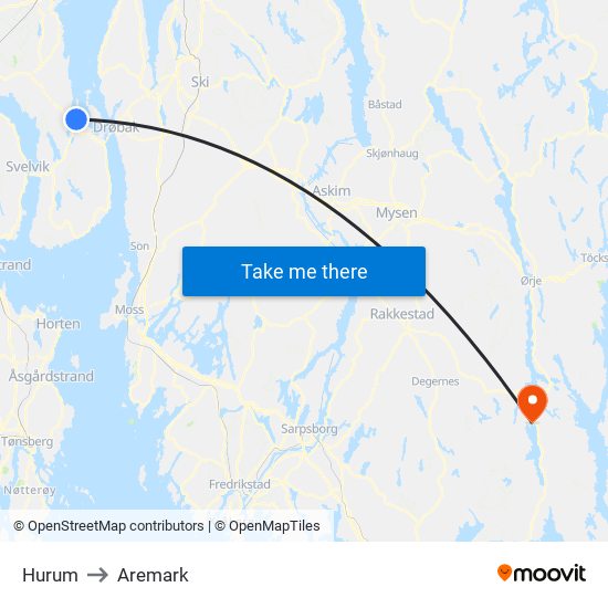 Hurum to Aremark map