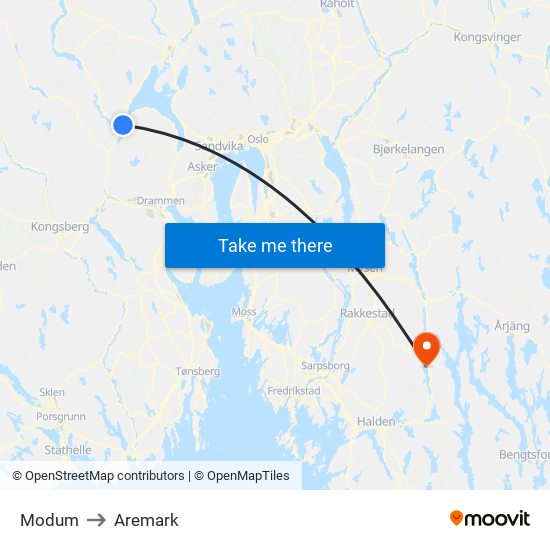 Modum to Aremark map