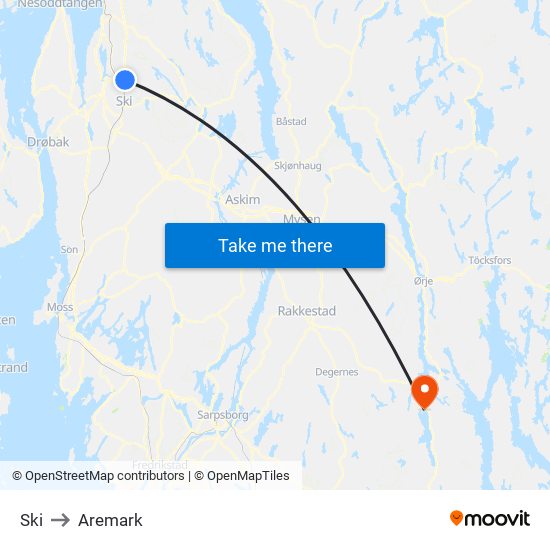 Ski to Aremark map