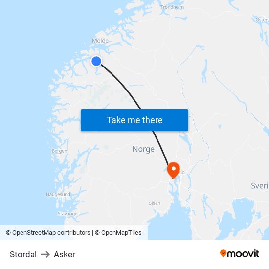 Stordal to Asker map