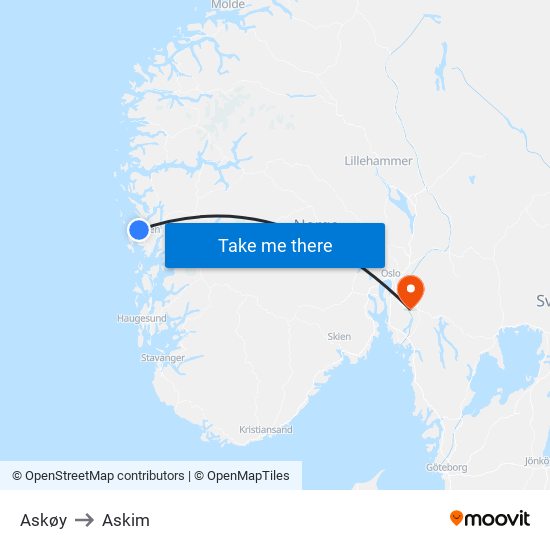 Askøy to Askim map