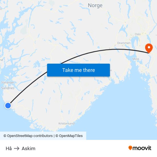 Hå to Askim map