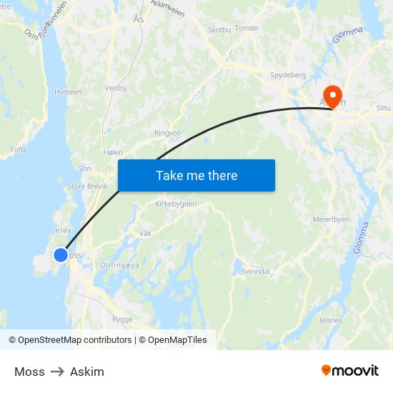 Moss to Askim map
